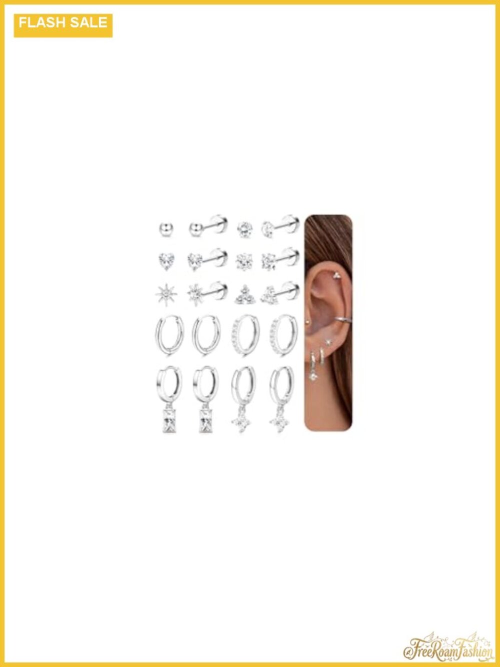 Hypoallergenic Flat Back Earrings Set Surgical Stainless Steel for Multiple